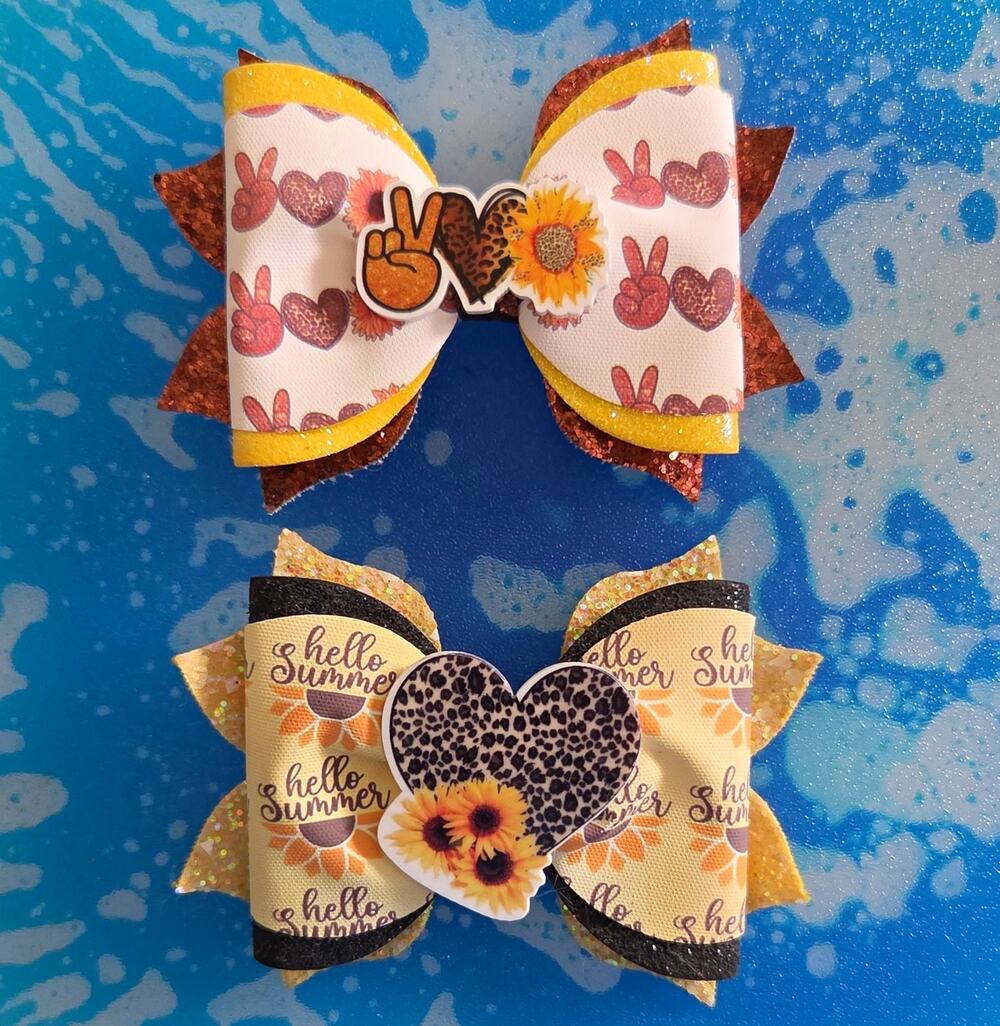 Custom SUNFLOWER & HANDMADE Hair Bows
